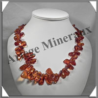 AMBRE - Sautoir Nuggets - Gros Morceaux - Caramel Fonc - 60 cm - L002