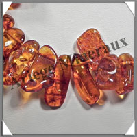 AMBRE - Sautoir Nuggets - Gros Morceaux - Caramel Fonc - 60 cm - L002